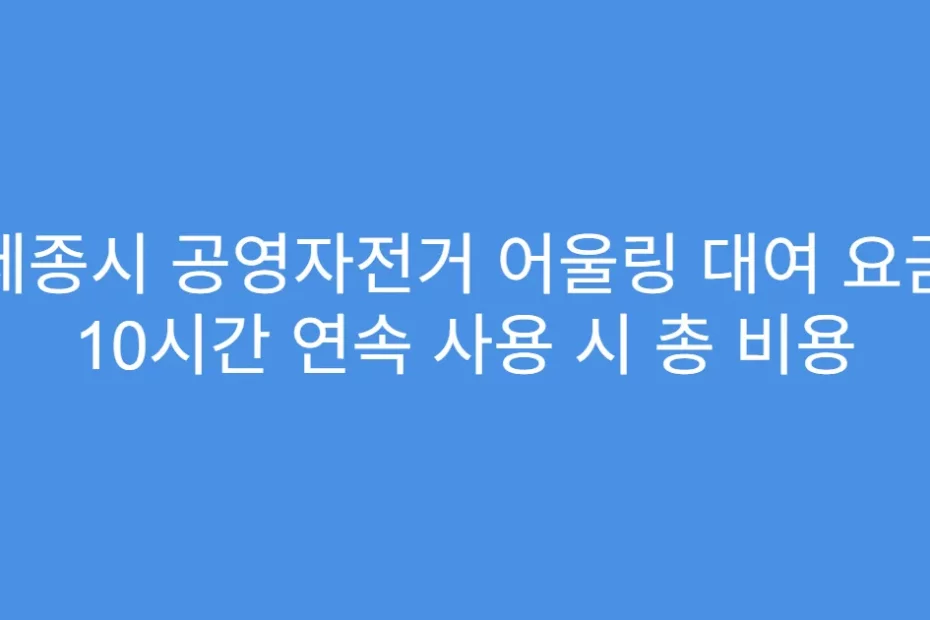 세종시 공영자전거 어울링 대여 요금 10시간 연속 사용 시 총 비용