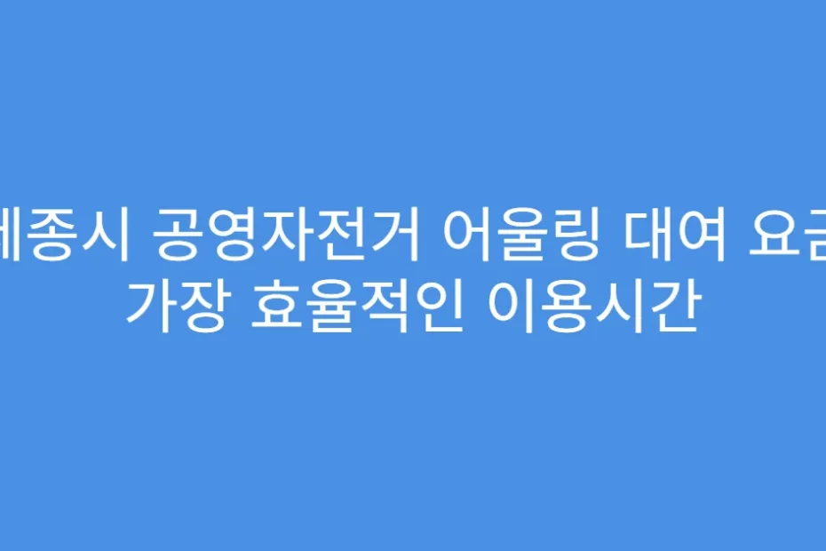 세종시 공영자전거 어울링 대여 요금 가장 효율적인 이용시간