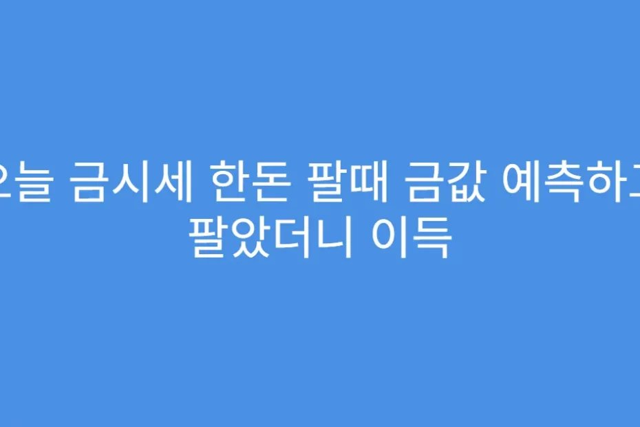 오늘 금시세 한돈 팔때 금값 예측하고 팔았더니 이득