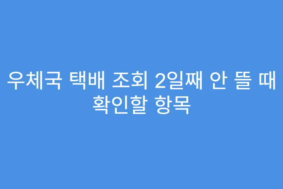 우체국 택배 조회 2일째 안 뜰 때 확인할 항목