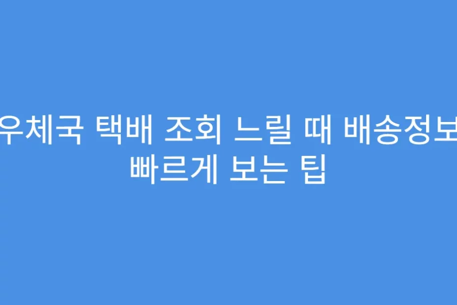 우체국 택배 조회 느릴 때 배송정보 빠르게 보는 팁