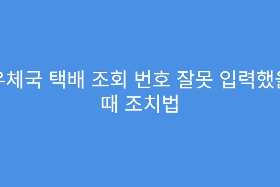 우체국 택배 조회 번호 잘못 입력했을 때 조치법