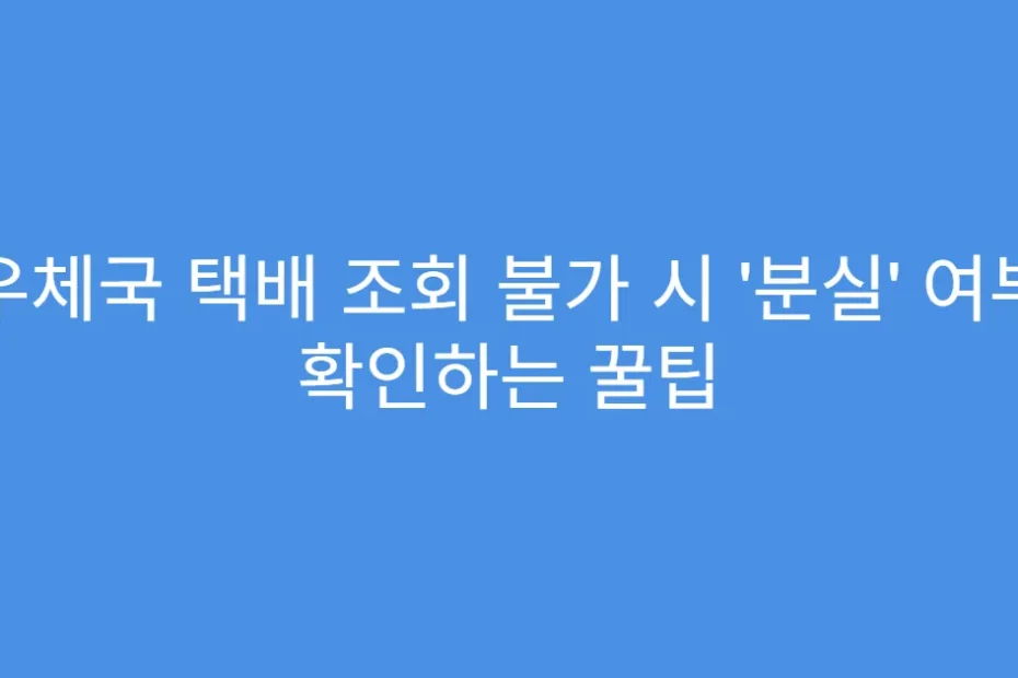 우체국 택배 조회 불가 시 ‘분실’ 여부 확인하는 꿀팁