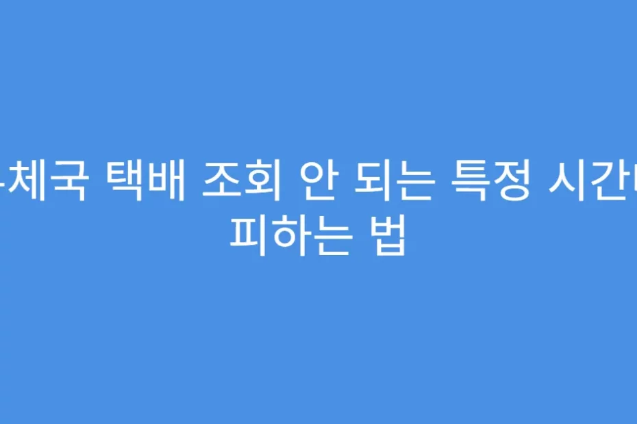 우체국 택배 조회 안 되는 특정 시간대 피하는 법