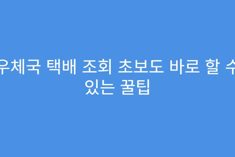 우체국 택배 조회 초보도 바로 할 수 있는 꿀팁