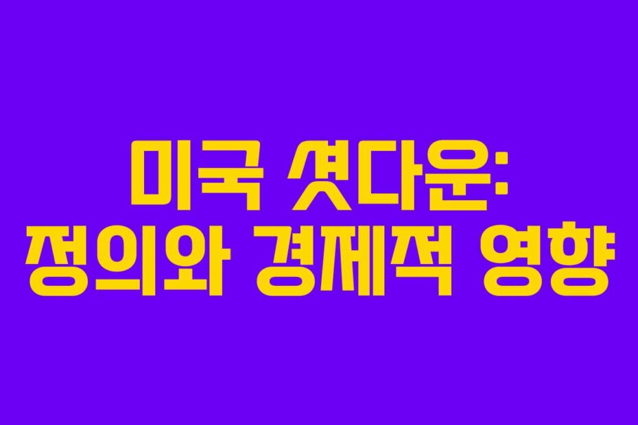 미국 셧다운: 정의와 경제적 영향