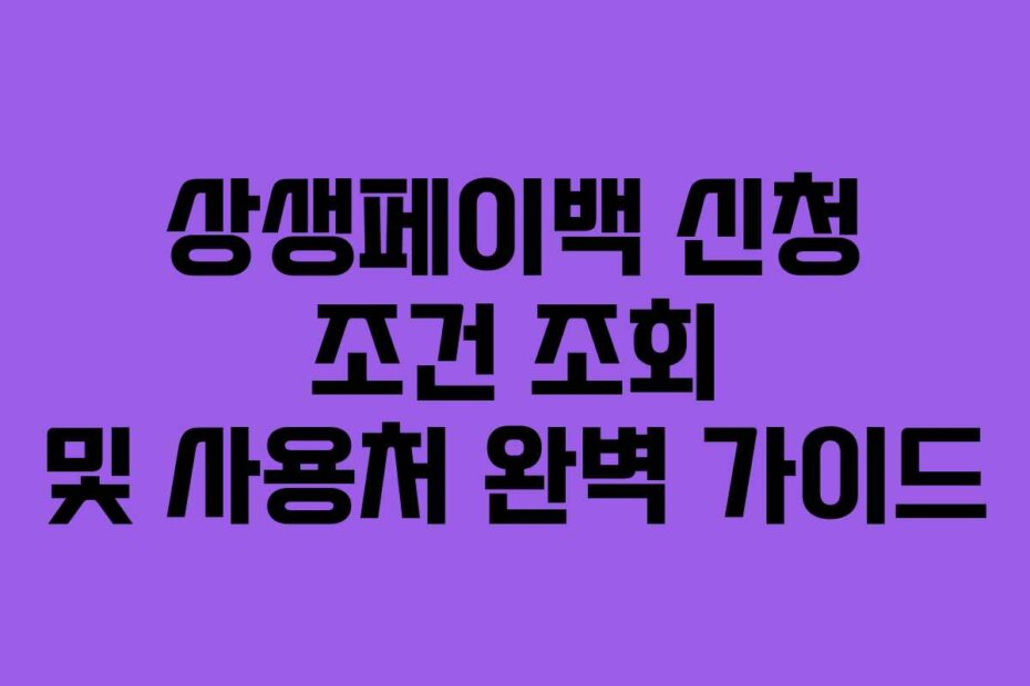 상생페이백 신청 조건 조회 및 사용처 완벽 가이드