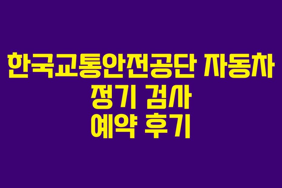 한국교통안전공단 자동차 정기 검사 예약 후기
