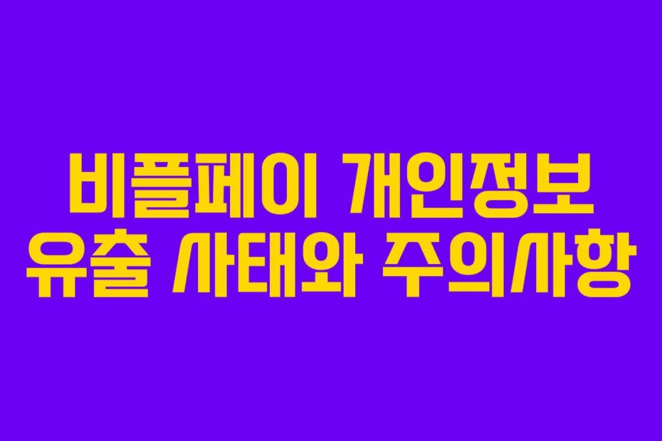 비플페이 개인정보 유출 사태와 주의사항