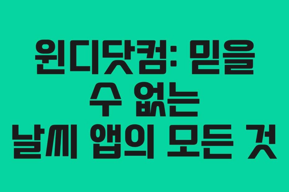 윈디닷컴: 믿을 수 없는 날씨 앱의 모든 것