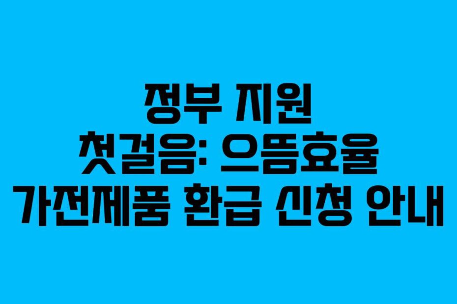 정부 지원 첫걸음: 으뜸효율 가전제품 환급 신청 안내