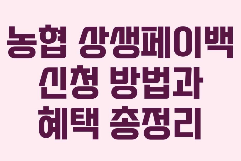농협 상생페이백 신청 방법과 혜택 총정리