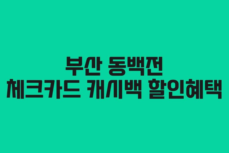 부산 동백전 체크카드 캐시백 할인혜택