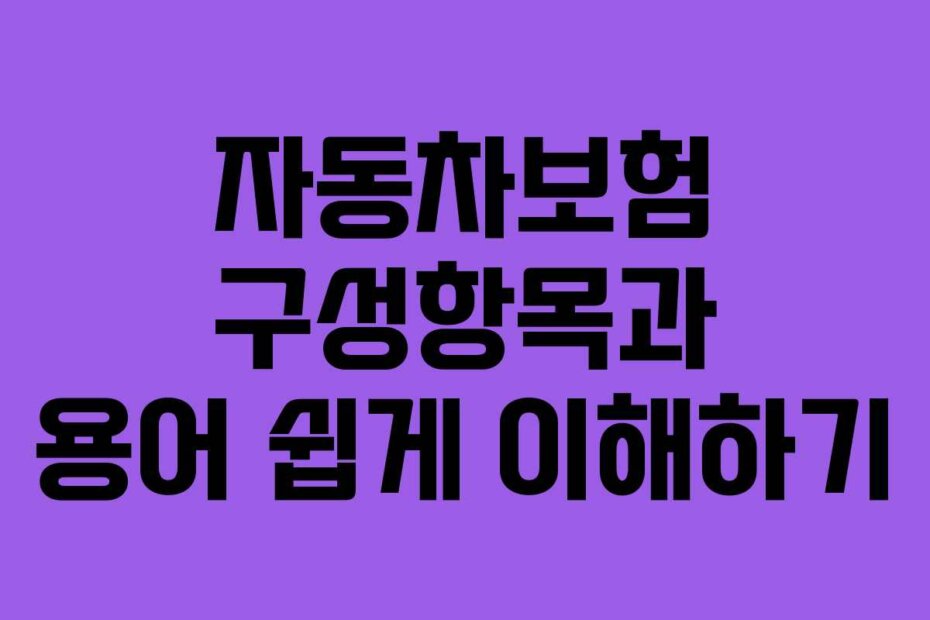 자동차보험 구성항목과 용어 쉽게 이해하기