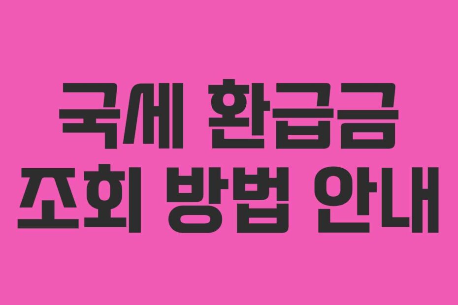 국세 환급금 조회 방법 안내