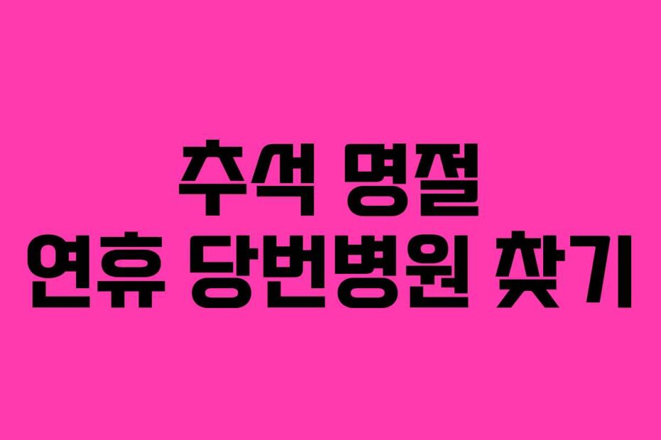 추석 명절 연휴 당번병원 찾기