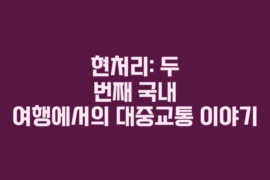 현처리: 두 번째 국내 여행에서의 대중교통 이야기