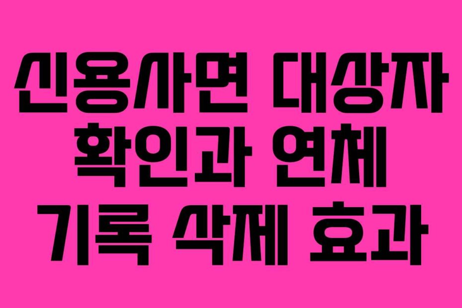 신용사면 대상자 확인과 연체 기록 삭제 효과