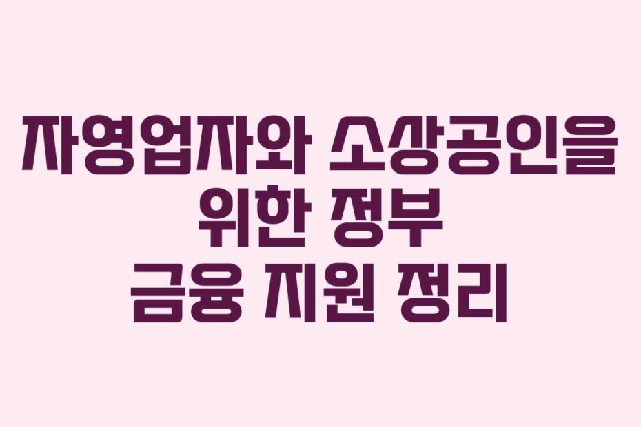자영업자와 소상공인을 위한 정부 금융 지원 정리