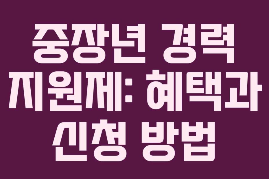 중장년 경력 지원제: 혜택과 신청 방법