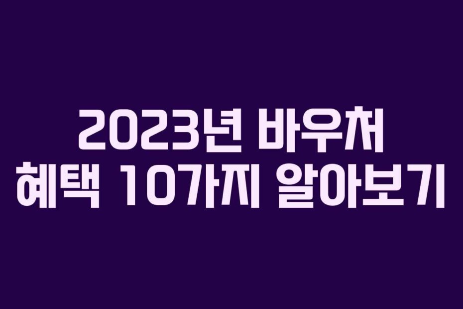 2023년 바우처 혜택 10가지 알아보기