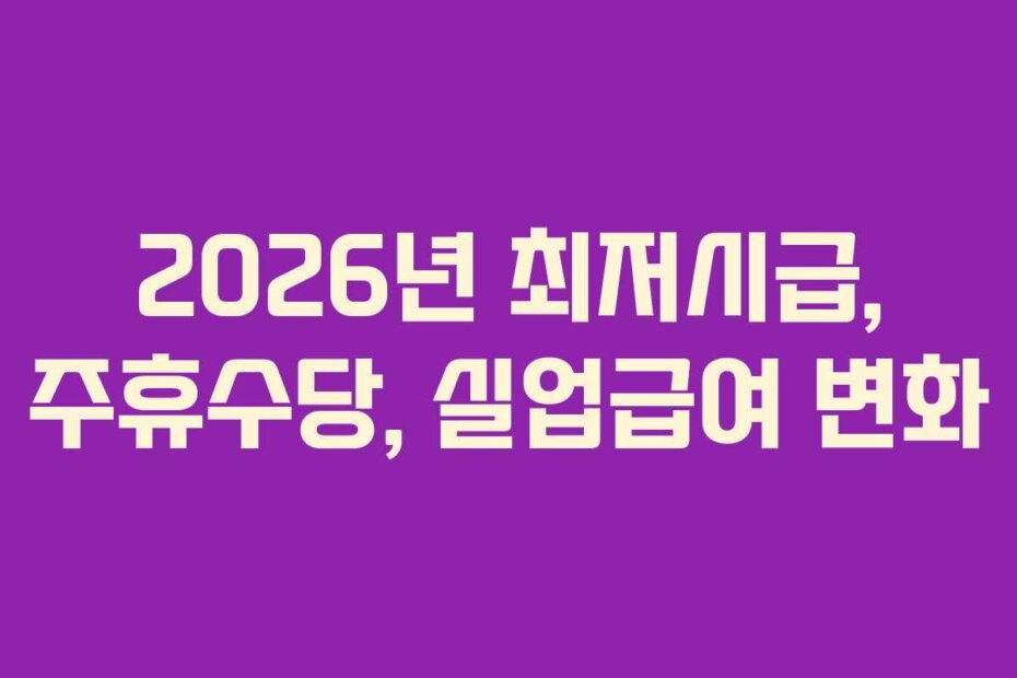 2026년 최저시급, 주휴수당, 실업급여 변화