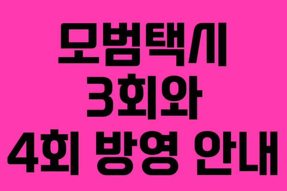 모범택시 3회와 4회 방영 안내