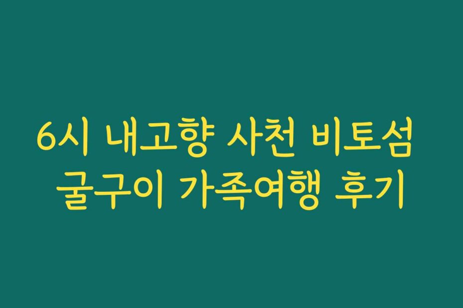 6시 내고향 사천 비토섬 굴구이 가족여행 후기