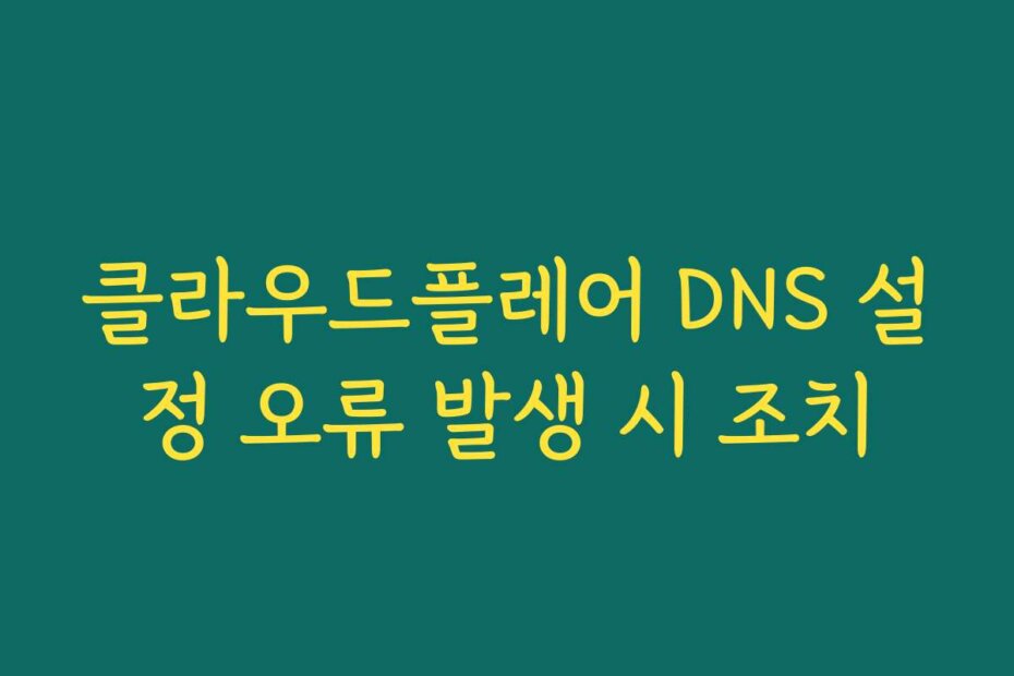 클라우드플레어 DNS 설정 오류 발생 시 조치