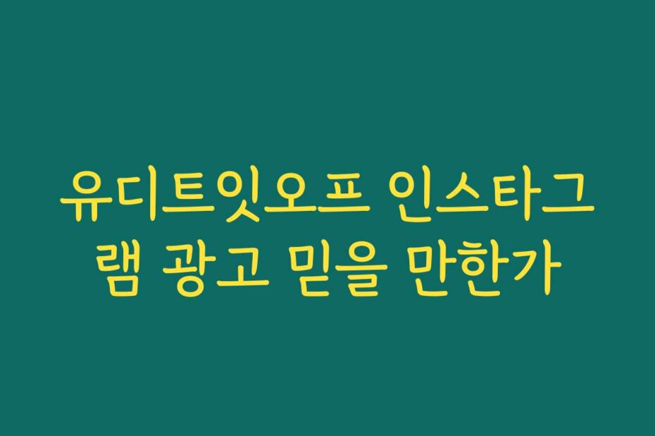 유디트잇오프 인스타그램 광고 믿을 만한가