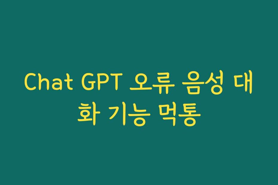 Chat GPT 오류 음성 대화 기능 먹통