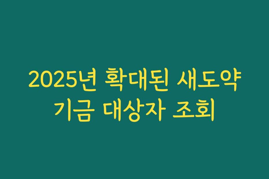 2025년 확대된 새도약기금 대상자 조회