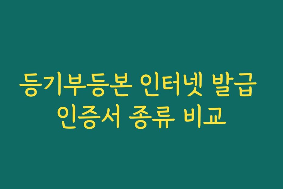등기부등본 인터넷 발급 인증서 종류 비교