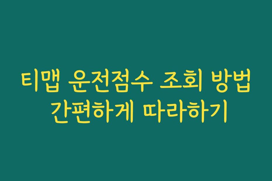 티맵 운전점수 조회 방법 간편하게 따라하기