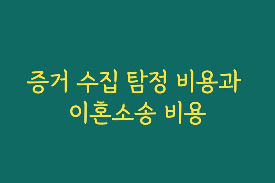 증거 수집 탐정 비용과 이혼소송 비용