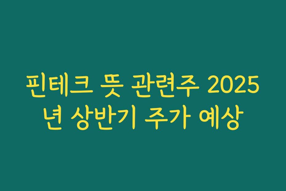 핀테크 뜻 관련주 2025년 상반기 주가 예상