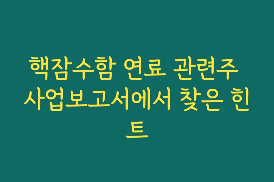 핵잠수함 연료 관련주 사업보고서에서 찾은 힌트