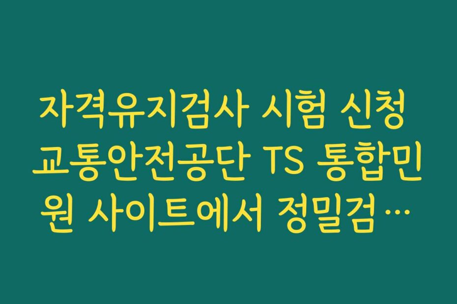 자격유지검사 시험 신청 교통안전공단 TS 통합민원 사이트에서 정밀검사·자격유지검사 예약하는 법