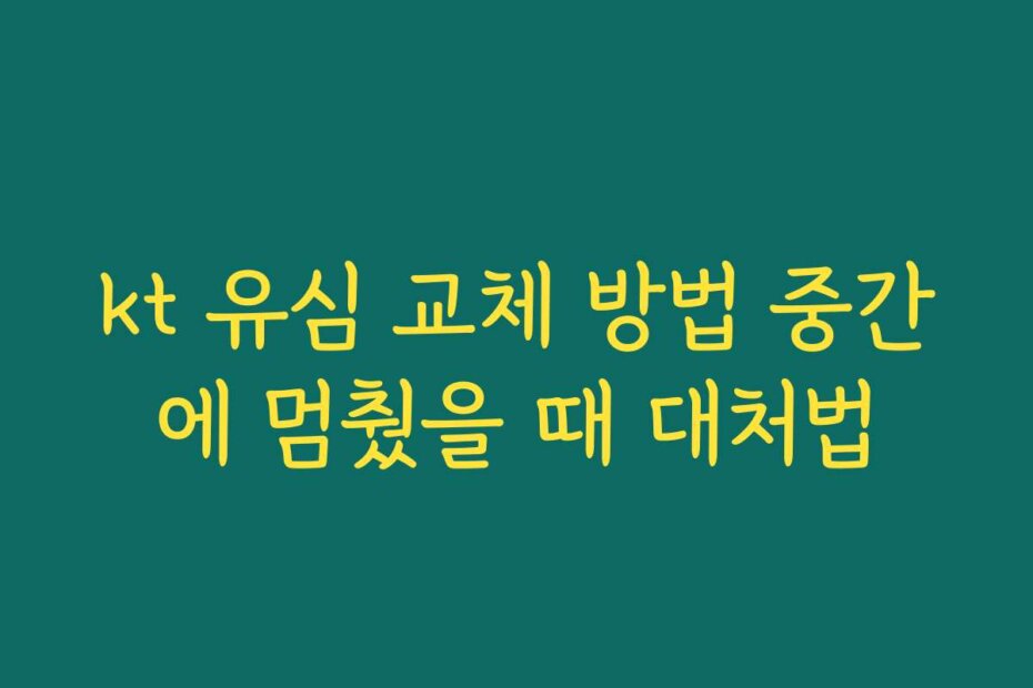kt 유심 교체 방법 중간에 멈췄을 때 대처법