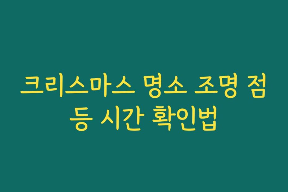 크리스마스 명소 조명 점등 시간 확인법