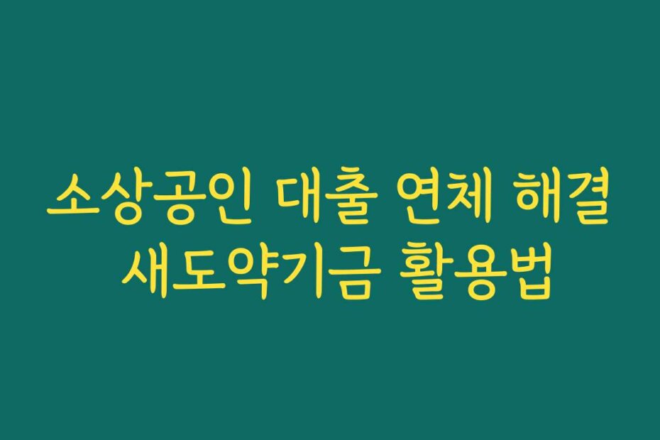소상공인 대출 연체 해결 새도약기금 활용법