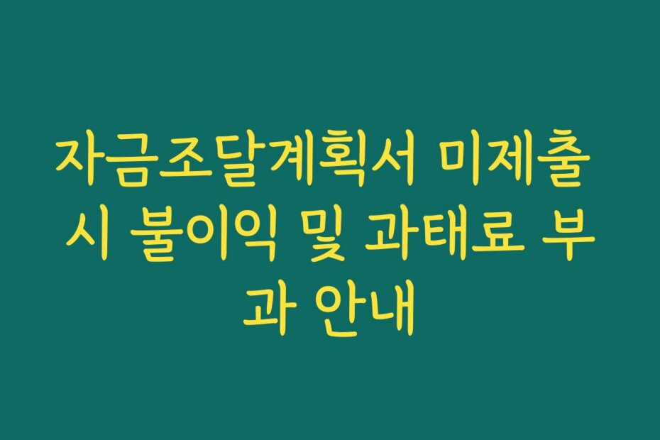 자금조달계획서 미제출 시 불이익 및 과태료 부과 안내