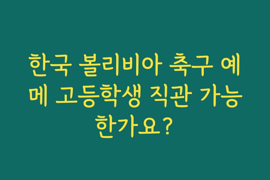한국 볼리비아 축구 예메 고등학생 직관 가능한가요?