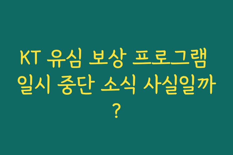 KT 유심 보상 프로그램 일시 중단 소식 사실일까?