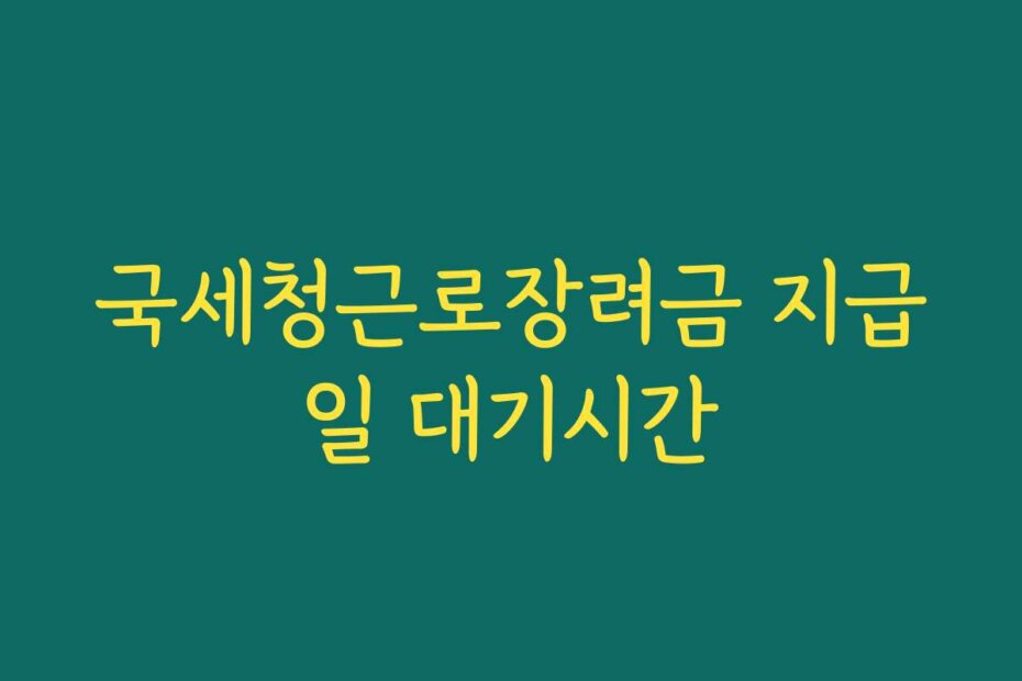 국세청근로장려금 지급일 대기시간
