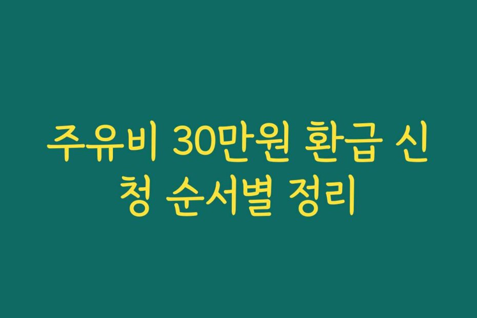 주유비 30만원 환급 신청 순서별 정리