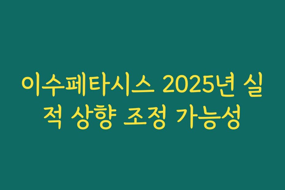 이수페타시스 2025년 실적 상향 조정 가능성