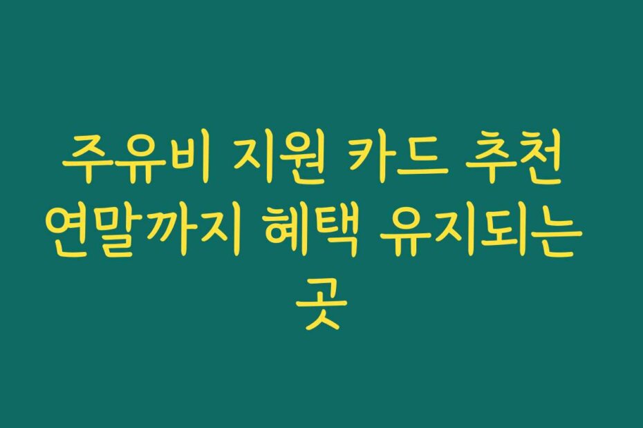 주유비 지원 카드 추천 연말까지 혜택 유지되는 곳