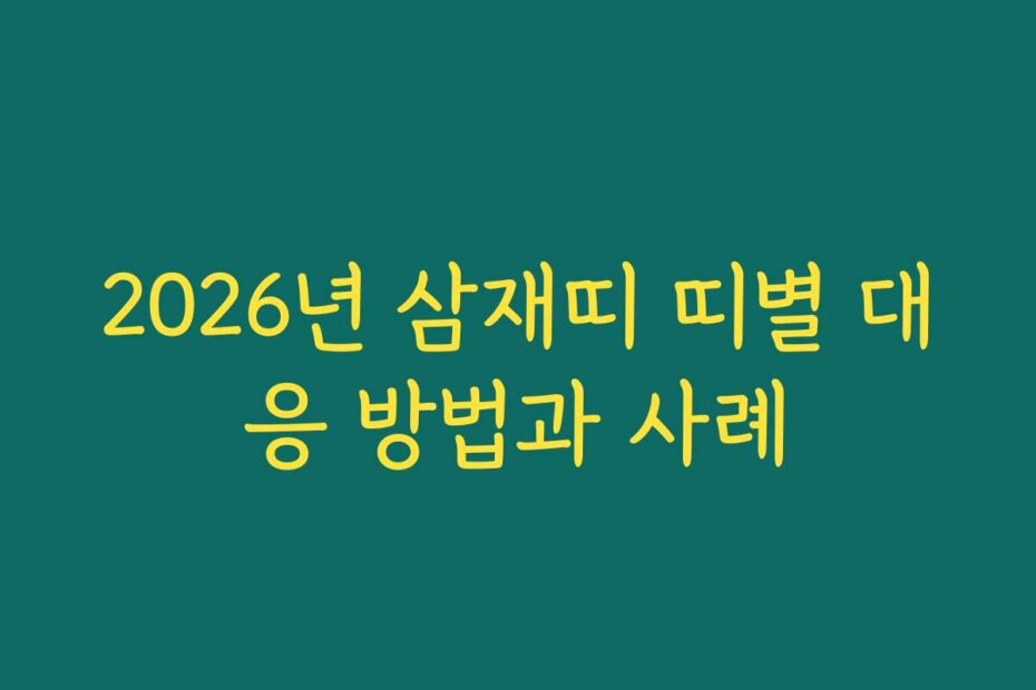 2026년 삼재띠 띠별 대응 방법과 사례