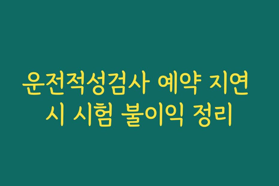 운전적성검사 예약 지연 시 시험 불이익 정리